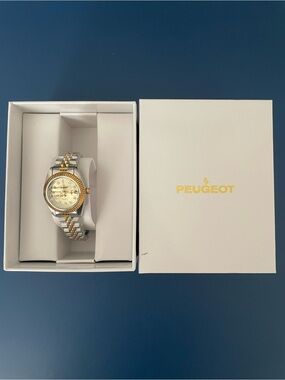 Peugeot Silver and Gold Ladies Bracelet Watch